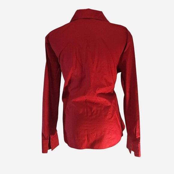 Chico's No-Iron Red Button-Up Top | Size 3 (XL/16) | Long Sleeve - Picture 2 of 4